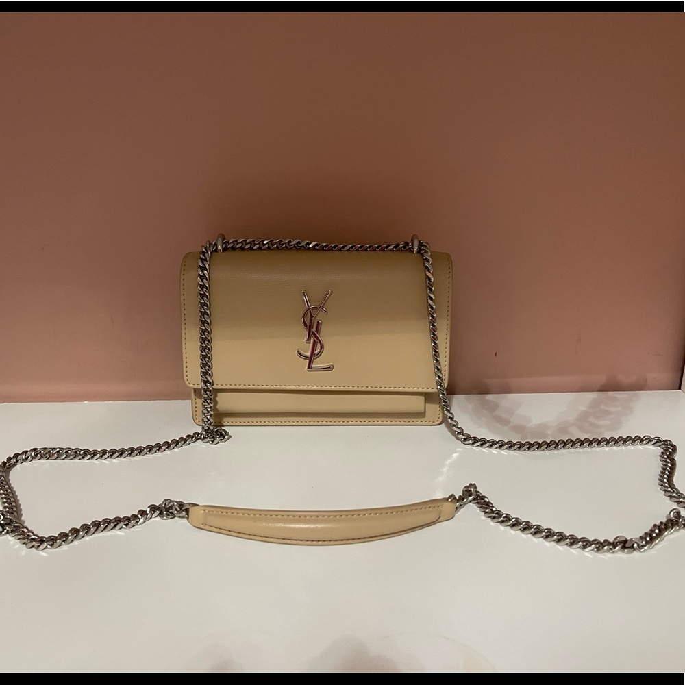 Saint Laurent mini Kate crossbody bag beige